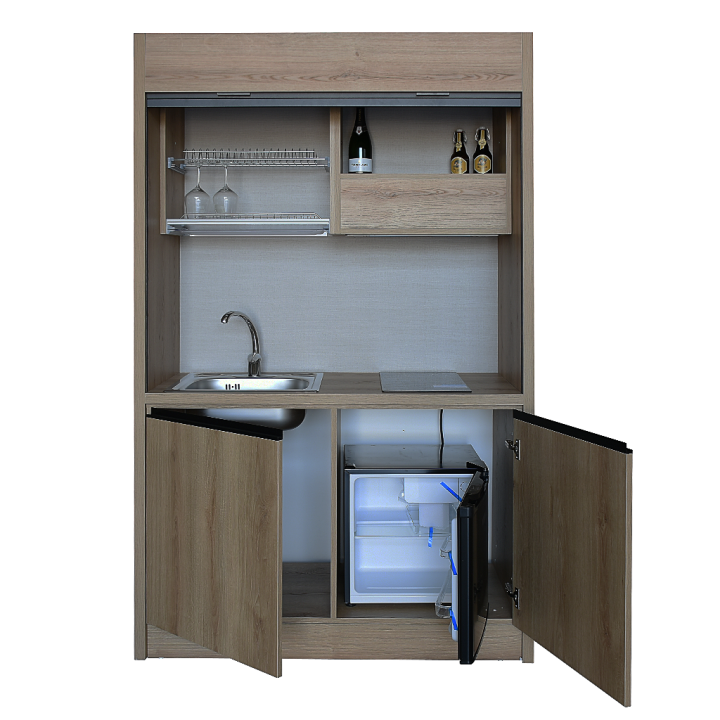 Cucina Monoblocco - Elettrodomestici inclusi - compatta a scomparsa - Rovere