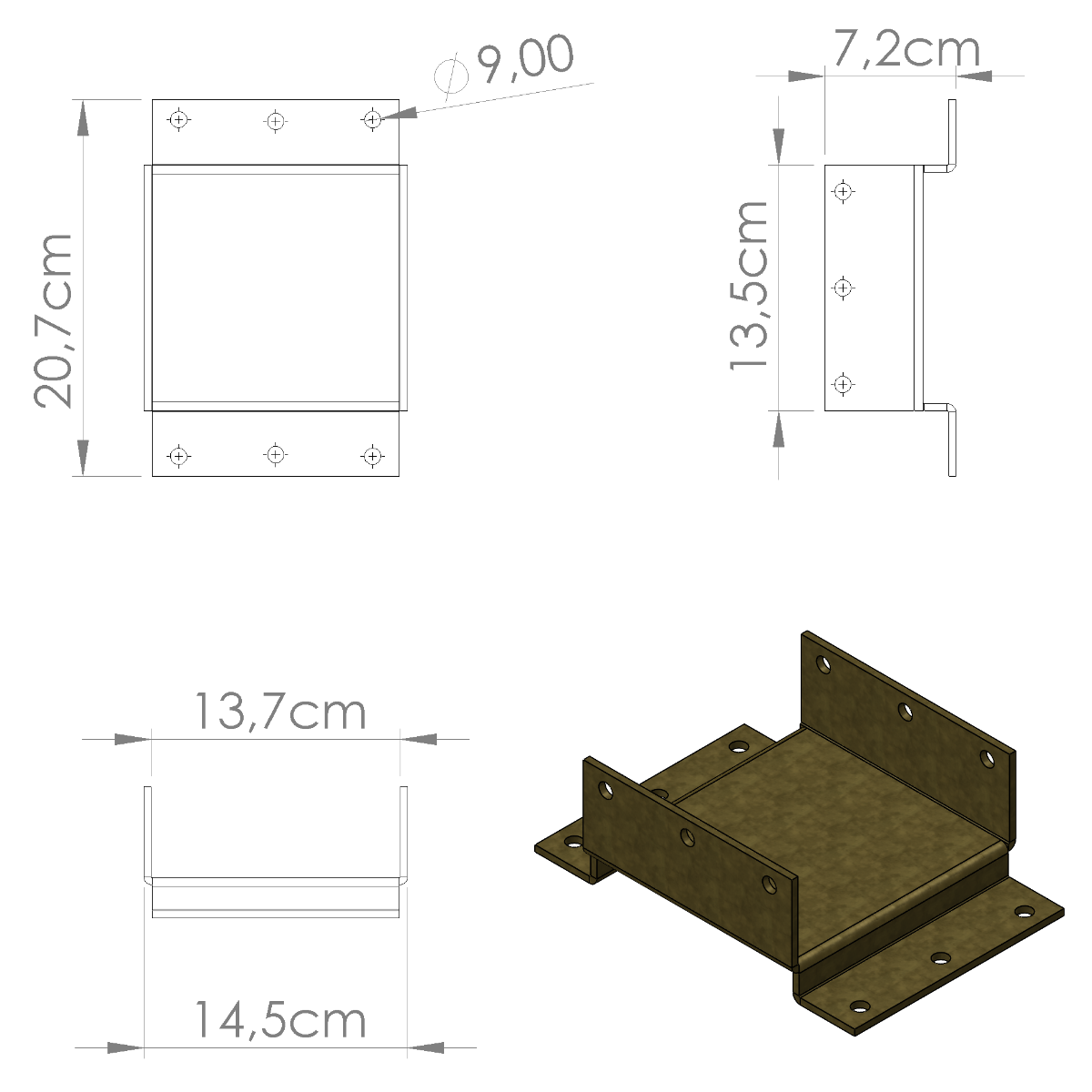 Supporto per pali in legno L13,5cm P13,5cm, spessore 3mm per maggiore affidabilità, Portapilastro RIALZATO