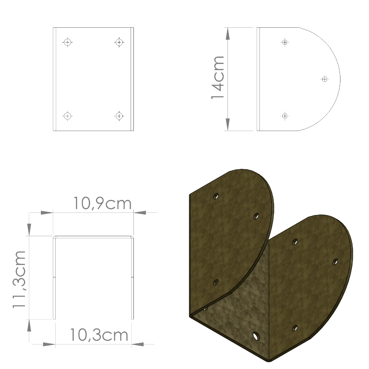 Supporto per travi in legno ad U di dimensioni 14cm x 10cm Alta Resistenza