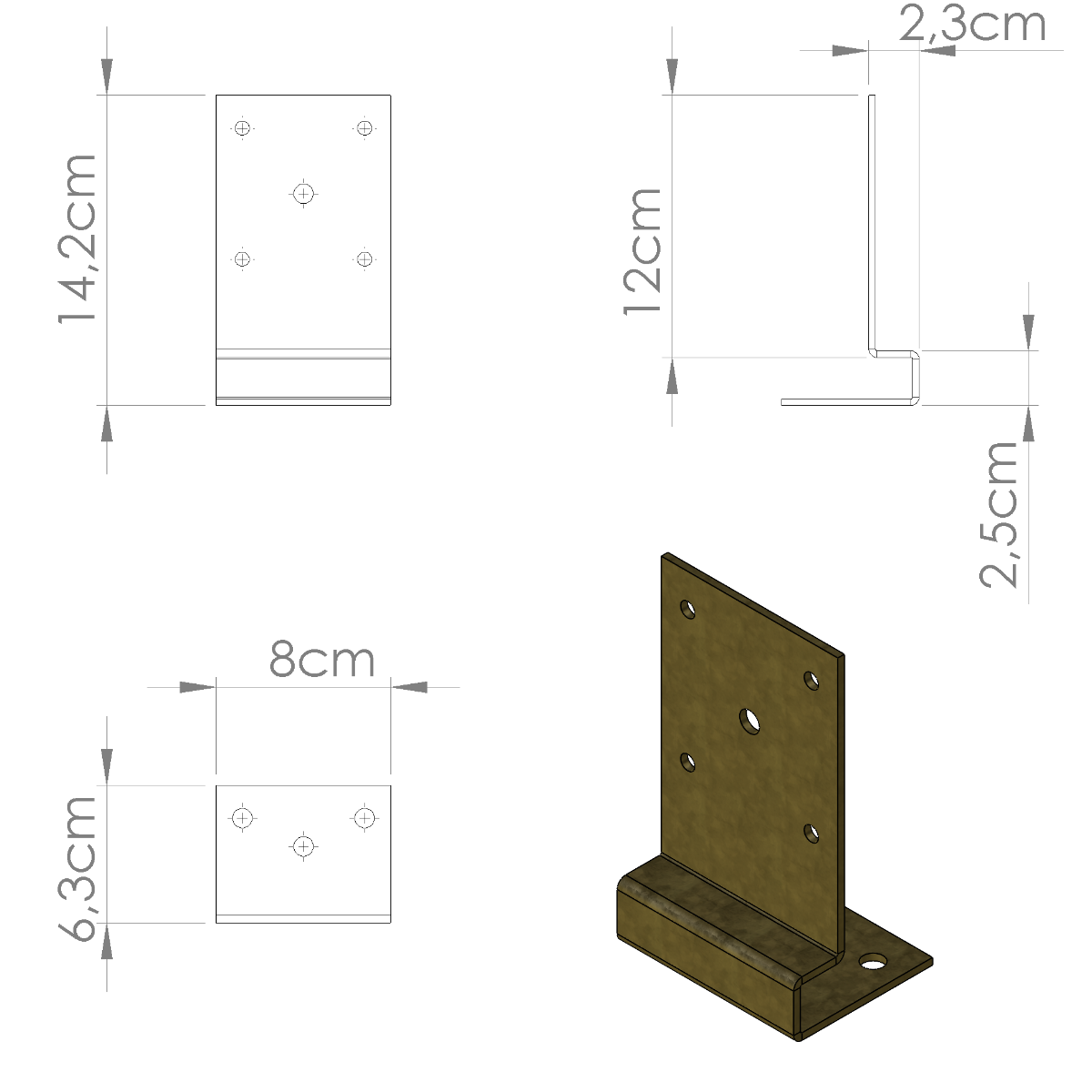 2 Staffe per pali in legno L8cm P8cm, spessore garantisce alta affidabilità